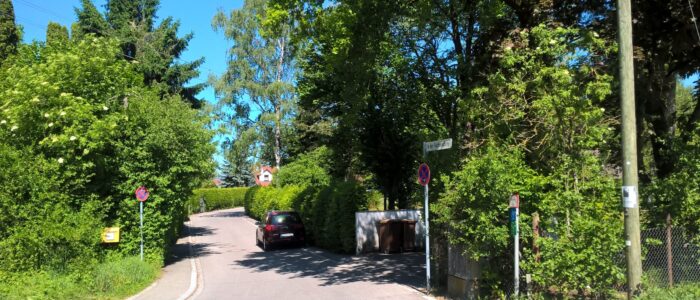 Einfahrt Fuchssiedlung vom Osten